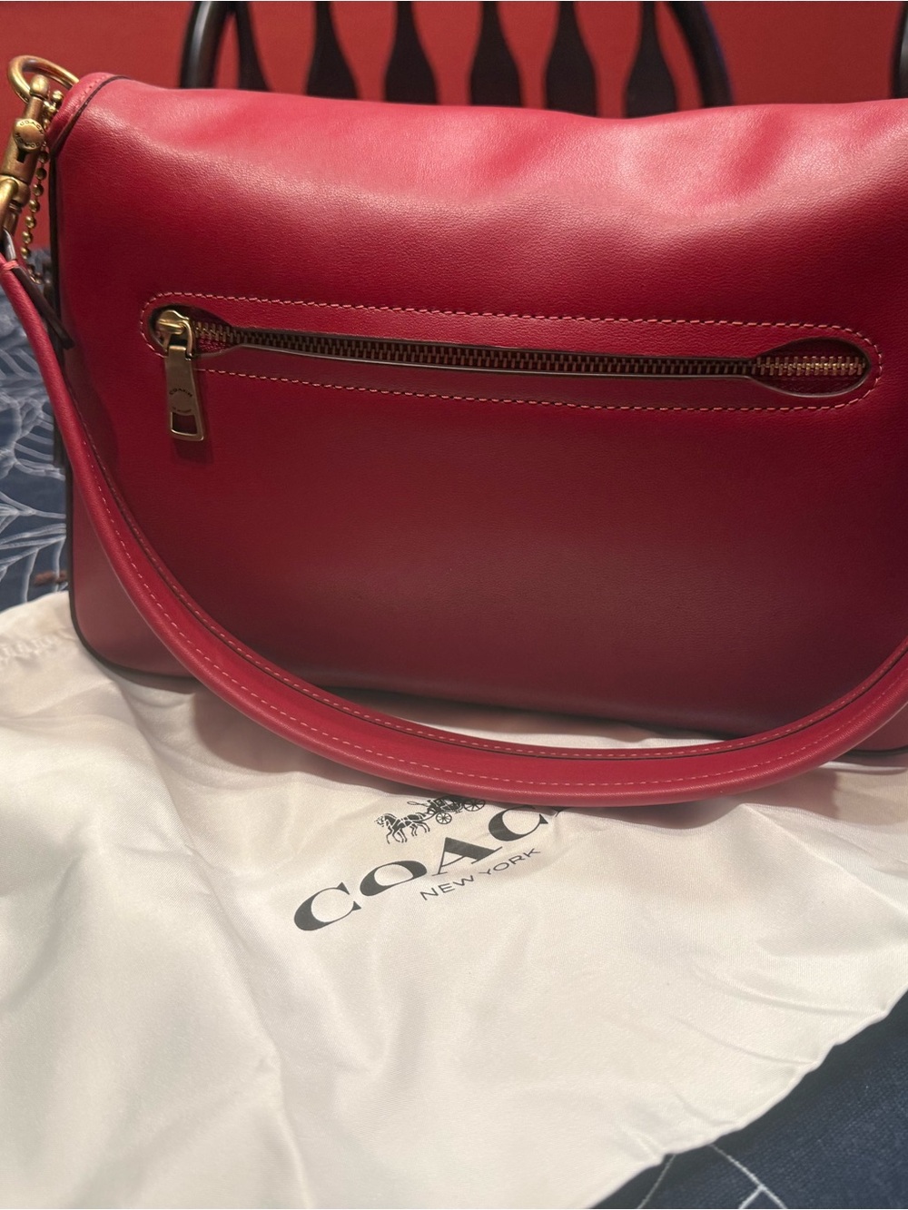 Coach Red Leather Crossbody with Gold C Hardware - Picture 2 of 5